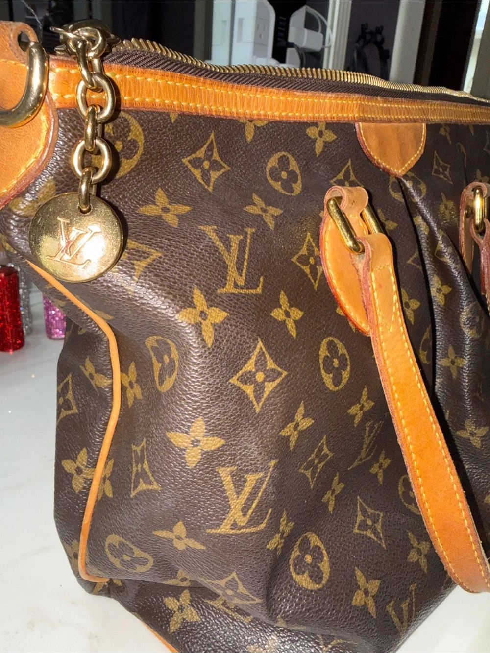 Louis Vuitton Monogram Canvas Tote with Vachetta Trim in Brown and Tan